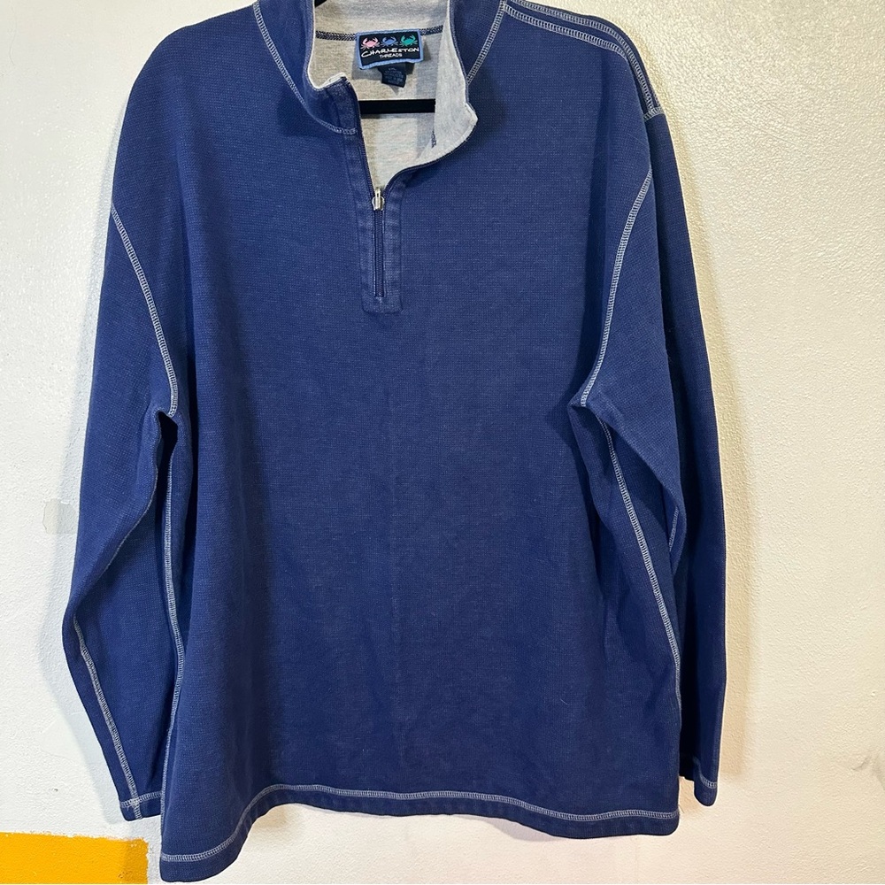 Charleston Threads Men's Blue Quarter Zip-Up Lined Sweatshirt